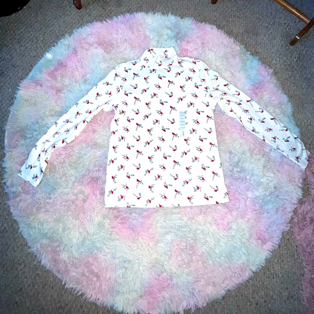 Long sleeve mock neck with cute cardinals. Croft & Barrow brand new with tags!